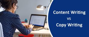 Visual representation highlighting key distinctions between content writing and copywriting in marketing and communication.