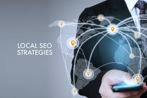 Diagram presenting key local SEO strategies designed for small businesses to boost their online presence and drive local traffic.